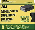 6-Pack 3M Extra Fine 3-3/4" x 2-5/8" Sanding Sponge $5.87