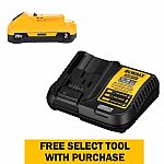 DEWALT 20-Volt MAX Compact Li-Ion 3.0Ah Battery Kit + Free Brushless Oscillating Multi-Tool $99