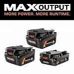 2 Pack RIDGID 18V 4.0 Ah MAX OUTPUT Li-Ion Battery + 1 x 2.0 Ah Battery $119