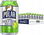 24-pack POLAR Seltzer Water Lime (12 Fl Oz) $8