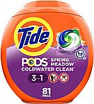 81-Count Tide Pods Laundry Detergent Pacs (Spring Meadow) $14 & More