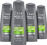 4-ct Dove Men+Care Fortifying 2 in 1 Shampoo and Conditioner, 12 Fl Oz $10 and more