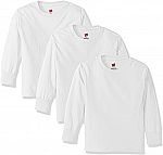 3-Pack Hanes Big Boys Tagless Long Sleeve Tee (White) $7.90