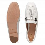 Clarks Pure 2 Tassel White Leather Shoes $60