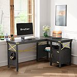 Bestier Farmhouse L-Shaped Computer Desk $149 (was $279)