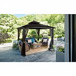 Hampton Bay 10 ft. x 10 ft. Holden Outdoor Patio Black Hard Top Galvanized Steel Gazebo $799 (save $500)