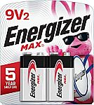 2 Count Energizer 9V Batteries $3.50