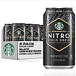8 Pack Starbucks Nitro Cold Brew, Black Unsweetened, 9.6 fl oz Can $21.50