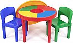 Kids 2-in-1 Plastic LEGO-Compatible Activity Table and 2 Chairs Set $50