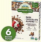6-Pack of 13.25 oz Cascadian Farm Organic Granola, Dark Chocolate Almond Cereal $10