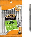 10-Count BIC Round Stic Xtra Life Ballpoint Pen $0.99