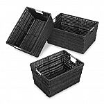 3-Piece Whitmor Rattique Storage Baskets (Black) $14.60