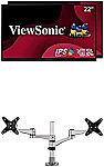 ViewSonic VA2256-MHD_H2 Frameless 22" FHD Dual Monitors with LCD-DMA-001 Dual Monitor Mounting Arm $295.48