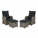 Alaterre Furniture Monaco 4-Piece All-Weather Wicker Outdoor Recliner and Ottoman Set $345