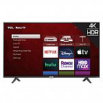 TCL 65" 65S431 4K HDR Roku Smart TV $298
