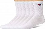 6-Pairs Champion Men's Double Dry Logo Crew Socks (White) $7