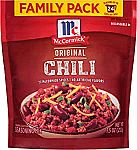7.5 oz McCormick Family Pack Chili Seasoning Mix $2.75 and more