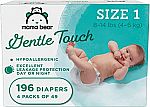 Amazon Brand - Mama Bear Gentle Touch Diapers Size 1, 196 Count $19.50 and more