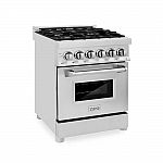 ZLINE 24" 2.8 cu. ft. Dual Fuel Range with Gas Stove and Electric Oven in Stainless Steel (RA24) $799 (60% Off)