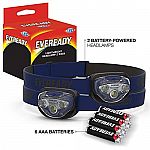 Eveready LED Headlamps (2-Pack Batteries Included) $5.50