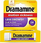 8-Count Dramamine Motion Sickness Long Lasting Relief Less Drowsy Tablets $3 and more