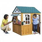 KidKraft Garden View Outdoor Wooden Playhouse with Ringing Doorbell, Mailbox & Chalkboard $99