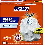 110-Ct 13-Gal Hefty Ultra Strong Tall Kitchen Trash Bags (Unscented) $10.78