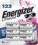 6 Count Energizer 123 Lithium CR123A Battery $6.60