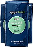 3-Pack 12-oz AmazonFresh Organic Sumatra Ground Coffee (Dark Roast) $11
