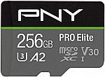 PNY 256GB PRO Elite Class 10 U3 V30 microSDXC Flash Memory Card $17