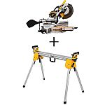 DEWALT 15 Amp Corded 12 in. Double Bevel Sliding Compound Miter Saw w/Blade Wrench, Material Clamp & Compact Miter Saw Stand $399