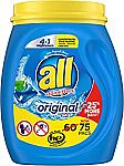 75-Count All Mighty 4-In-1 Laundry Detergent Pacs with Stainlifters $7.85