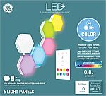 6-Count GE Lighting LED+ Color Changing Tile Panels w/ Remote & USB Cord $16