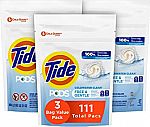 111-Ct Tide PODS Free & Gentle Laundry Detergent Soap Pods (Unscented) $13.95