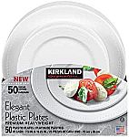 50-Count Kirkland Signature Elegant Plastic Plates Premium Heavy Weight Size (7.5"/10.25") $12.99 