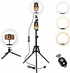 10" Selfie Ring Light Tripod w/ Stand, Phone Holder & Remote $8 + Free Shipping
