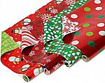 4-Roll American Greetings Christmas Reversible Wrapping Paper Bundle $4.24