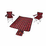Ozark Trail 3 Piece Buffalo Plaid Camping Chairs and Blanket Combo $20