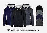 Men's Heavyweight Sherpa Classic Zip Hoodie & Beanie Bundle $22.99