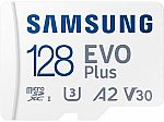 SAMSUNG EVO Plus 128GB microSDXC Flash Card w/ Adapter $14