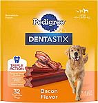 32 Counts PEDIGREE DENTASTIX Large Dog Dental Treats Bacon Flavor Dental Bones $5.30