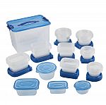 Mainstays 92 Piece Food Storage Variety Value Set, Blue Lids $9.98