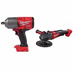 Milwaukee M18 18V Lithium-Ion 1/2" Impact Wrench + 7" Variable Speed Polisher $399