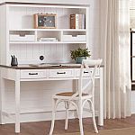 Home Decorators Collection 48 in. Rectangular White/Haze Wood 5-Drawer Writing Desk with Open Shelf Hutch $479 and more