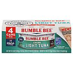 4-Pack 5-Oz Bumble Bee Chunk Light Canned Tuna In Water $2