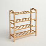 Bamboo Wood 16 Pair Shoe Rack $28  and more