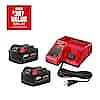 Milwaukee M18 18-Volt Lithium-Ion XC Starter Kit with Two 5.0Ah Batteries + Portable Inflator $199 and more