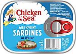 18 Pack Chicken of the Sea Sardines in Water, Wild Caught, 3.75 oz. Can $10.60