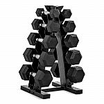 150-Lb CAP Barbell 150-LB Coated Hex Dumbbell Weight Set w/ Vertical Rack $159