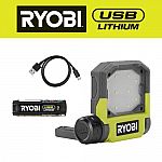 RYOBI 500 Lumens LED USB Lithium Pivoting Flip Light Kit (2 for $48)